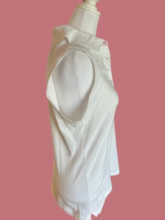 Vineyard Vines White Sleeveless Polo Tank with Pink Whale Logo - Picture 2 of 5